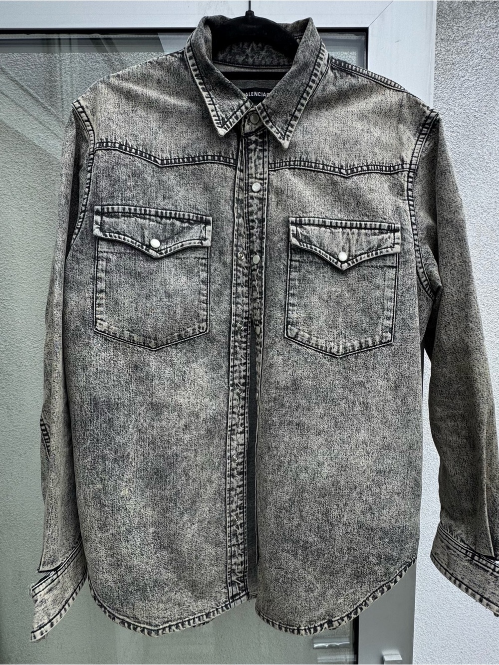Balenciaga Washed Black/Gray Denim Shirt Jacket